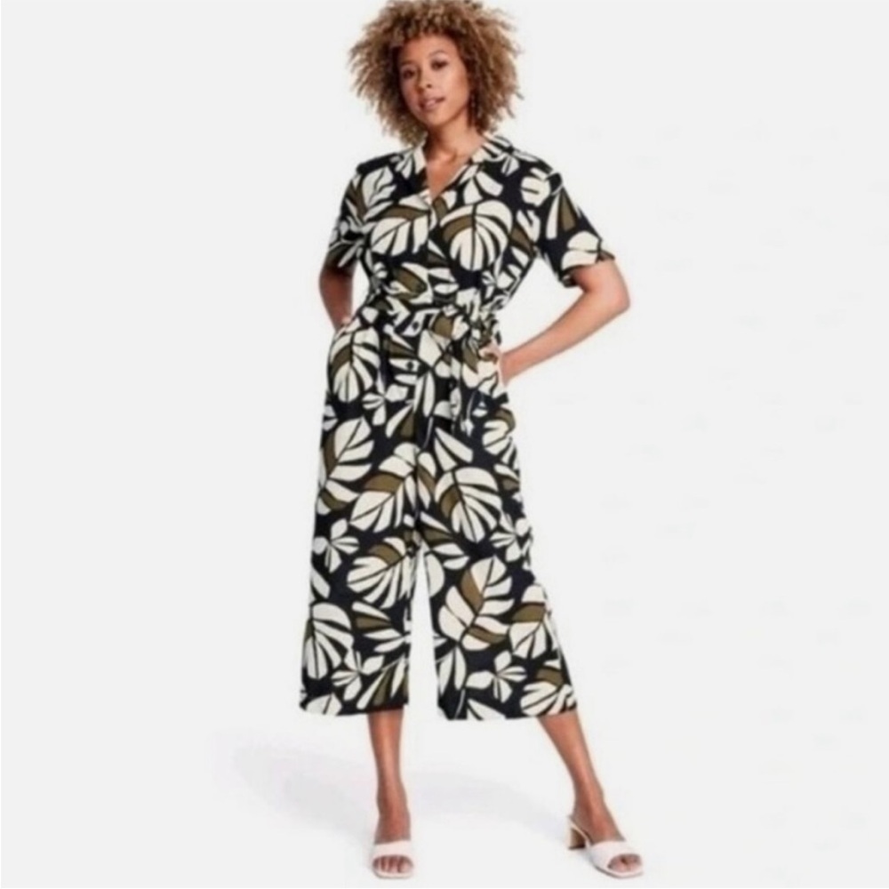 Tabitha Brown  x Target Palm Leaf Print Wide Leg Jumpsuit Brown and White Small